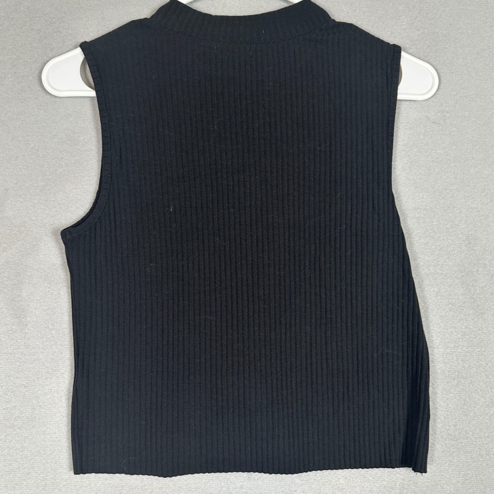 GB Girls Tank Top Kids XL Black Ribbed Mock Neck Sleeveless Casual Stretch EUC
